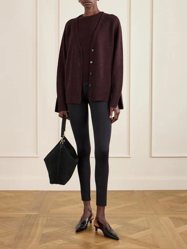 MARIA MCMANUS Open-back bow-detailed cashmere and cotton-blend cardigan in Purple, photo 2 of 2 from NET-A-PORTER (Canada)