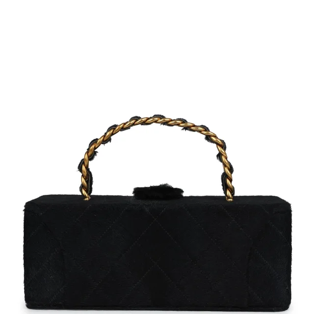 Chanel Vintage Rectangular Vanity Box Black Pony Hair Antique Gold Hardware in Black Leather from Madison Avenue Couture, photo 2 of 2