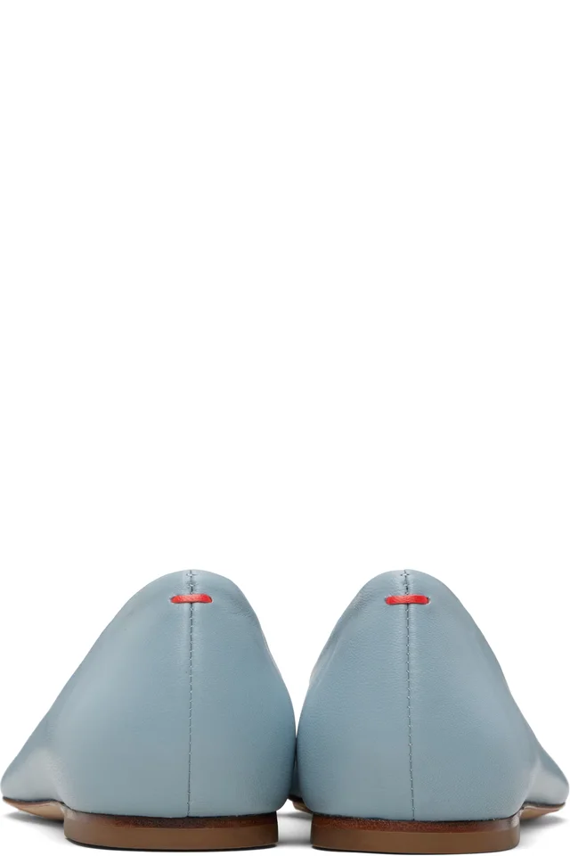 Aeyde Blue Ellie Almond-Toe Flats, photo 2 of 5 from SSENSE
