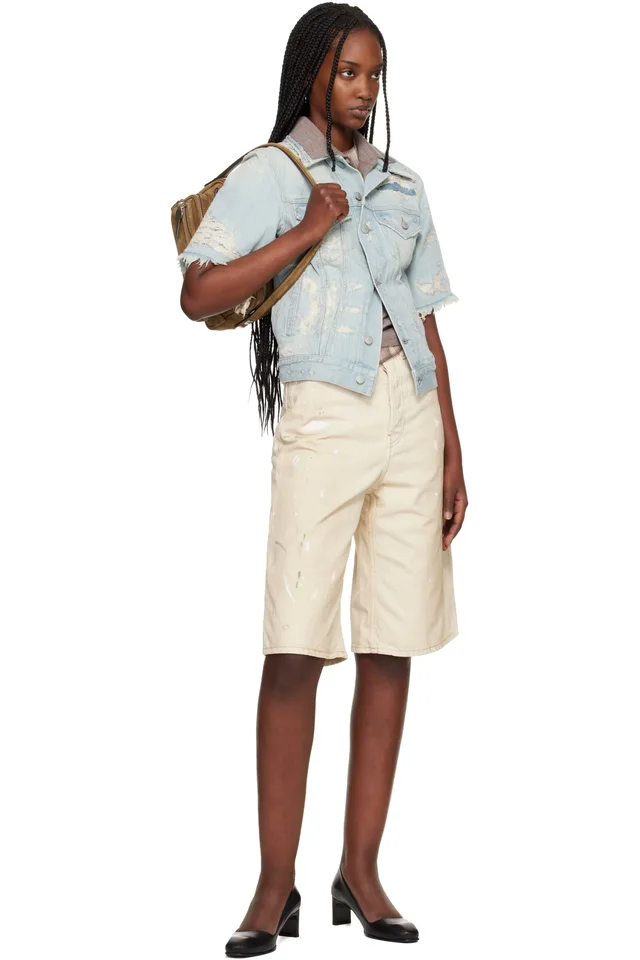 Acne Studios Blue Mended Denim Jacket, photo 4 of 4 from SSENSE