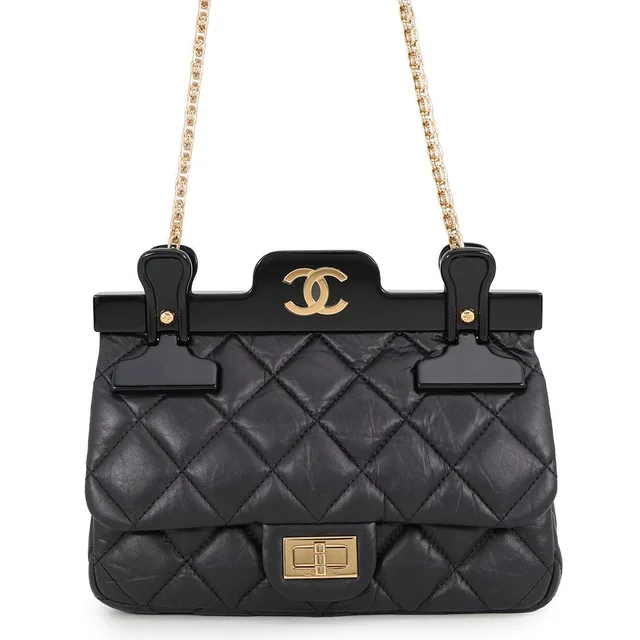 Chanel Chain Shoulder Bag Quilted CC Logo 2.55 Reissue Lambskin Black Limited in Black Lambskin from The Reluxe