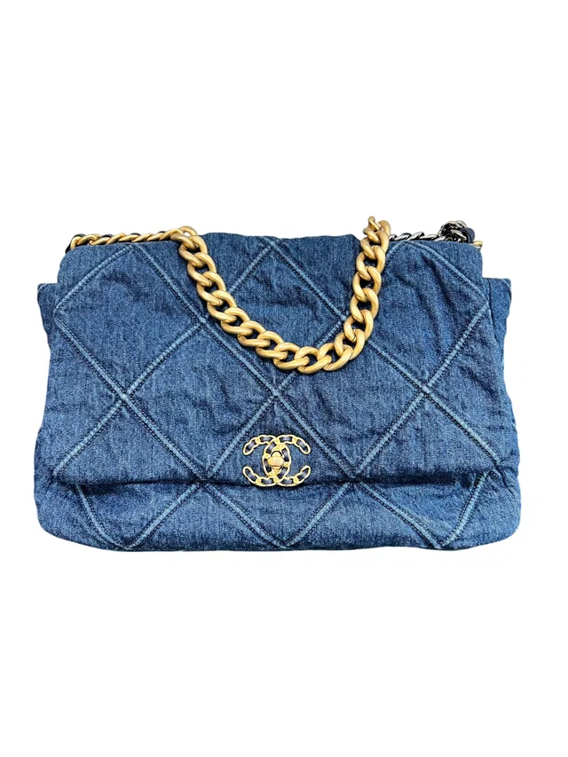 Chanel 19 Denim Large MGHW in Denim from Luxury Promise