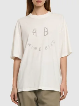ANINE BING Kent T-shirt in cotton jersey with print in 100% Cotton, photo 3 of 5 from LUISAVIAROMA