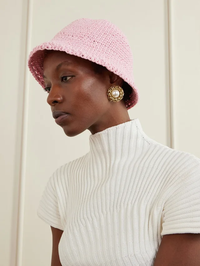 MAGDA BUTRYM Crocheted cotton bucket hat in Pink, photo 2 of 2 from NET-A-PORTER (Canada)