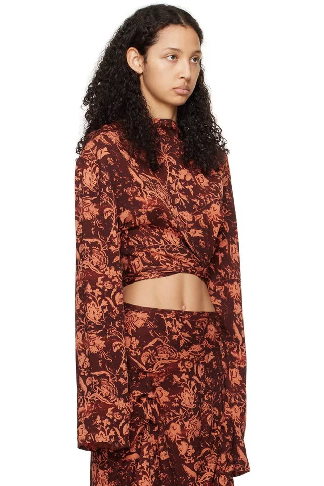 Jade Cropper Brown & Orange Asymmetric T-Shirt, photo 2 of 4 from SSENSE