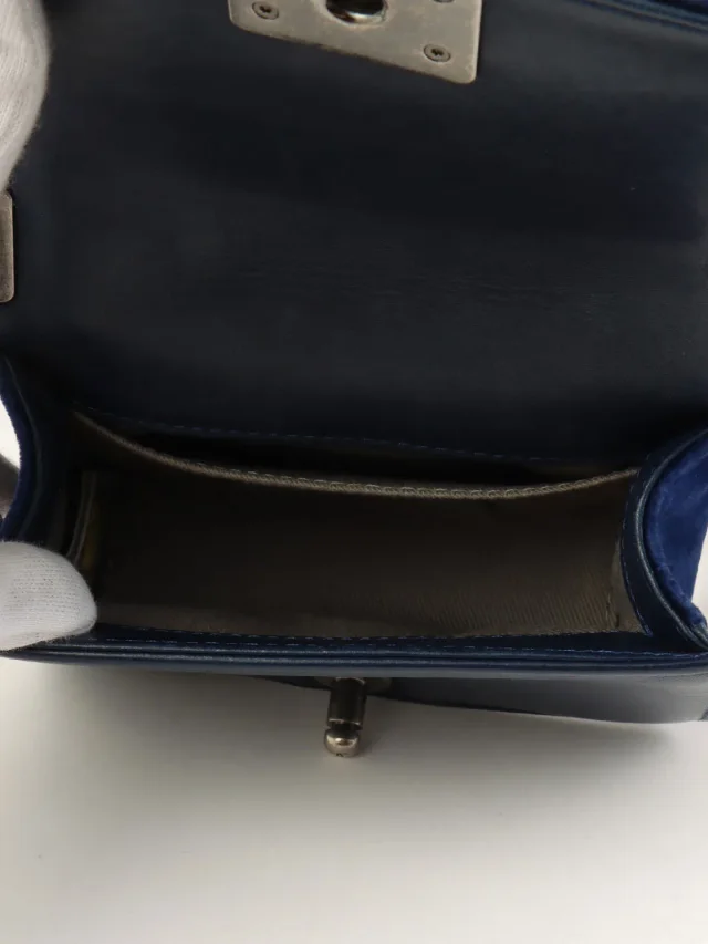 VELVET BOY CHANEL CHAIN SHOULDER BAG MINI, NAVY, c. 2013 in Navy Velvet from VINTAGE QOO TOKYO, photo 6 of 21