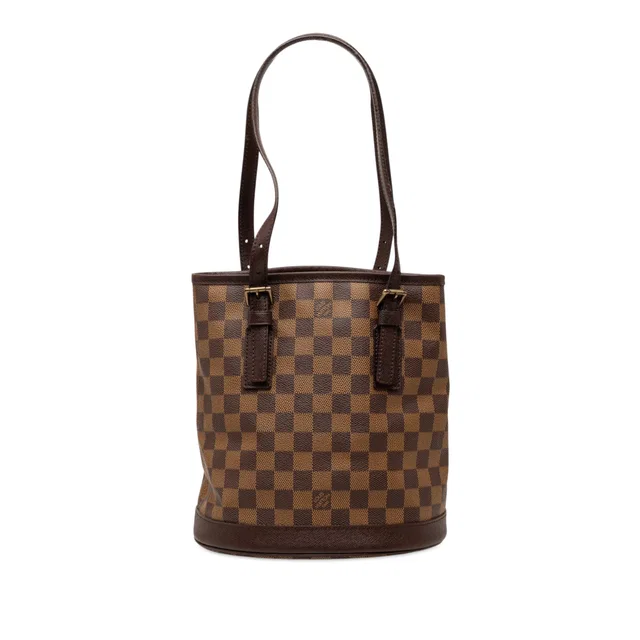 Brown Louis Vuitton Damier Ebene Marais Bucket Bag in Brown Canvas from Designer Revival