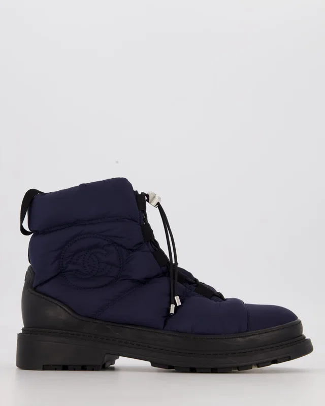 Chanel Navy Coco Neige Padded CC Boots Size EU 36 in Navy from Sellier