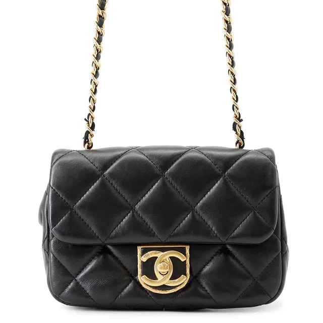 Chanel Matelasse Flap ChainShoulder Bag BlackAS2473 Lambskin Size Small in Lambskin from GALLERY RARE