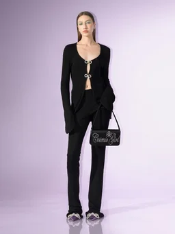 Mach & Mach Short jacket with hook-and-eye closure in 91% Viscose, 7% Polyamide, 2% Elastane, photo 4 of 8 from LUISAVIAROMA