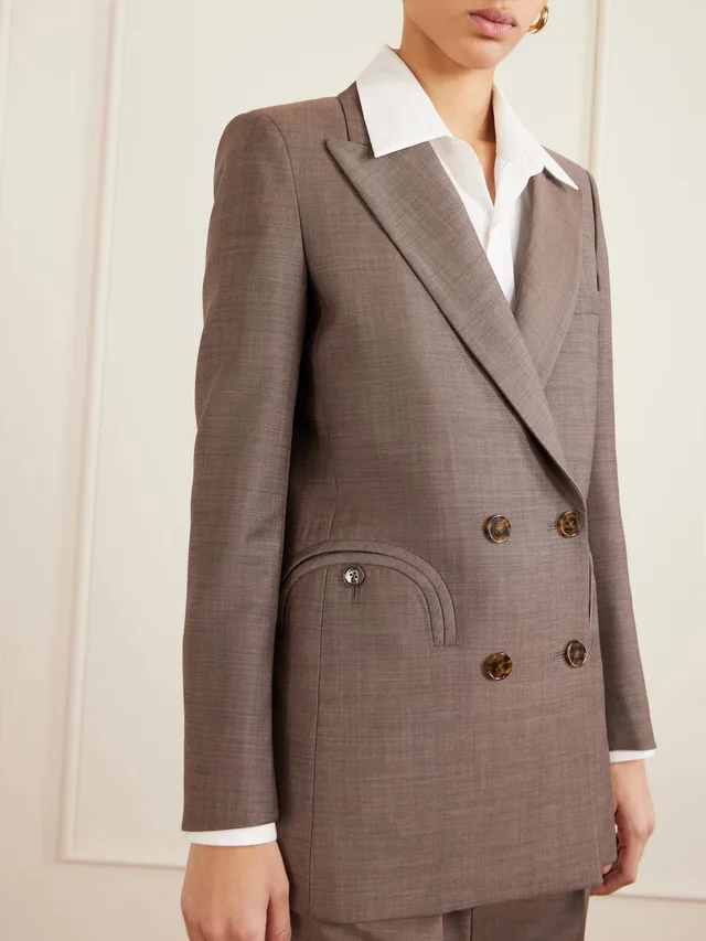 BLAZÉ MILANO Aile Everyday double-breasted wool and mohair-blend blazer in brown 88% Virgin Wool 12% Mohair, photo 4 of 4 from NET-A-PORTER (Canada)