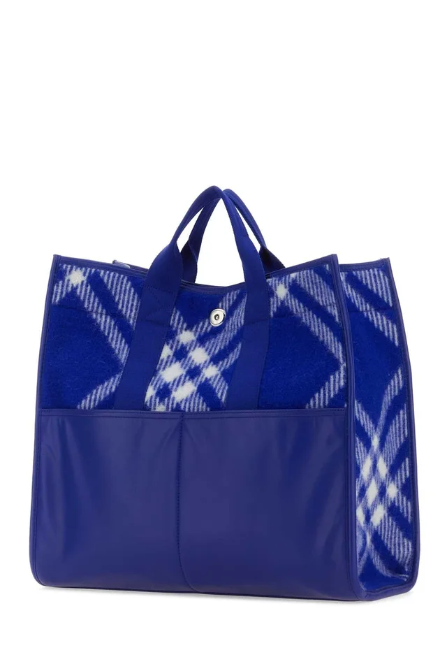 Burberry Embroidered Wool & Leather Tote Bag — Blue in Blue Wool from HEWI, photo 2 of 2