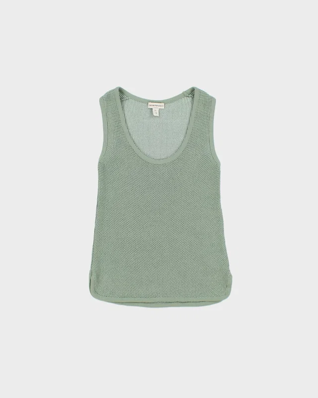 Vintage 2000s Emporio Armani Fine Knit Semi Sheer Top - S from Rokit Vintage