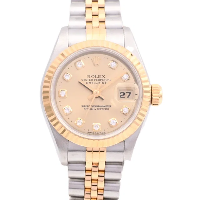 Rolex Circa 1996 10P Diamond Datejust 26mm 69173G Automatic Champagne from VINTAGE QOO TOKYO