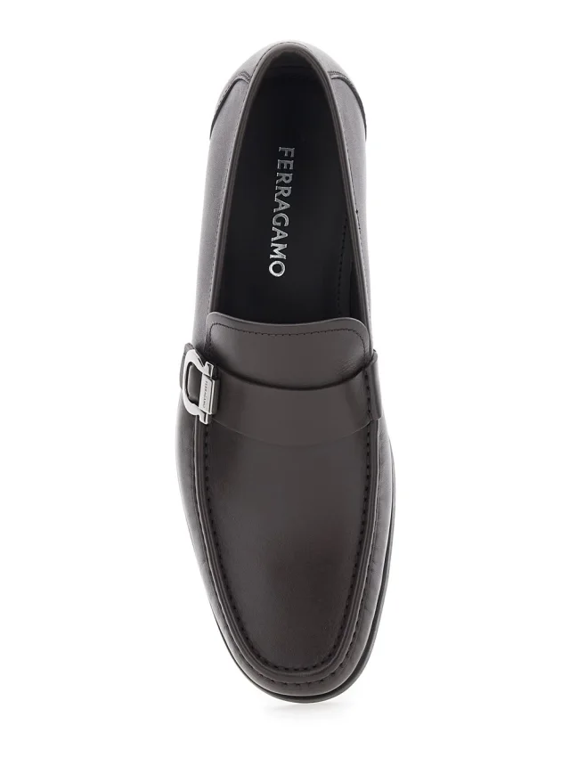 Ferragamo Brown Loafers with Gancini Detail on the Side in Leather Man in Brown 100% Calf, photo 7 of 8 from Gaudenzi Boutique