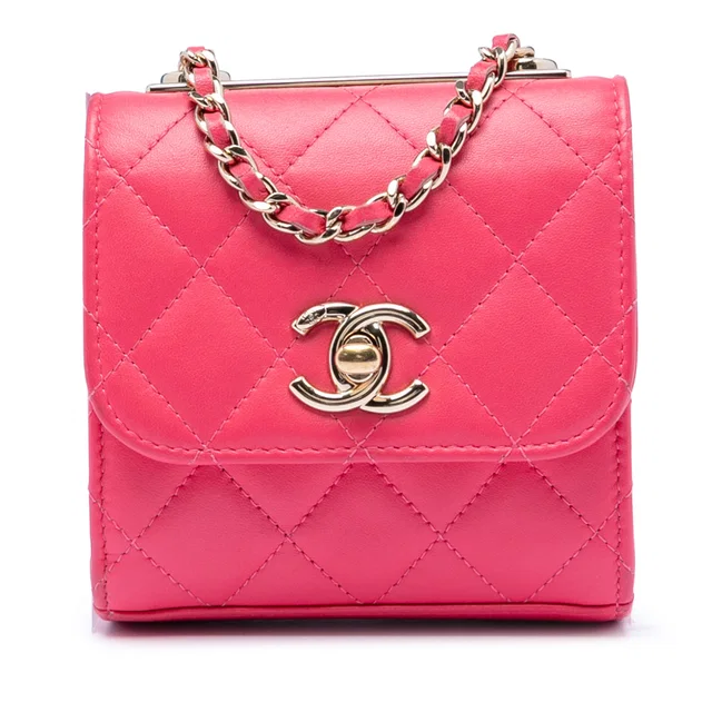 Pink Chanel Mini Quilted Lambskin Trendy CC Clutch With Chain Crossbody Bag in Pink Lambskin from Designer Revival