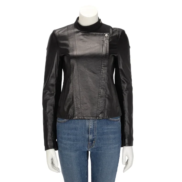 The Row & Gabardine Biker Jacket US 2 in Black Lambskin from Blue Spinach