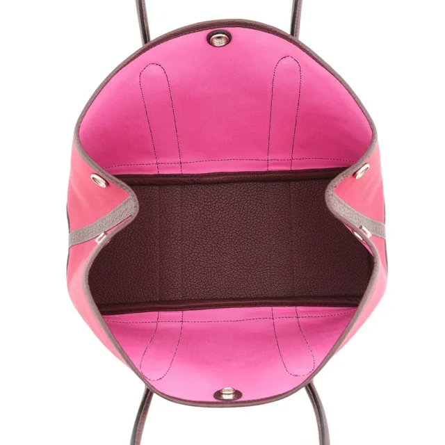 Hermès Garden Party Verso Ruby/RougeSellier/Rose Bubble Gum Toile Officier Negonda Leather Size TPM in Pink Leather from GALLERY RARE, photo 5 of 10