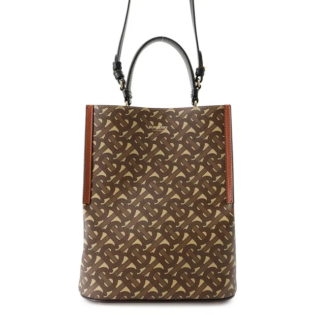Burberry TBMonogram Peggy 2WAY Bag SM Beige/Black/Brown8026825 PVC Leather in Black Leather from GALLERY RARE