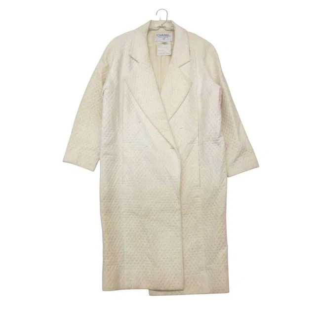 Chanel Coat Quilted Long Chesterfield Ivory in White from The Reluxe