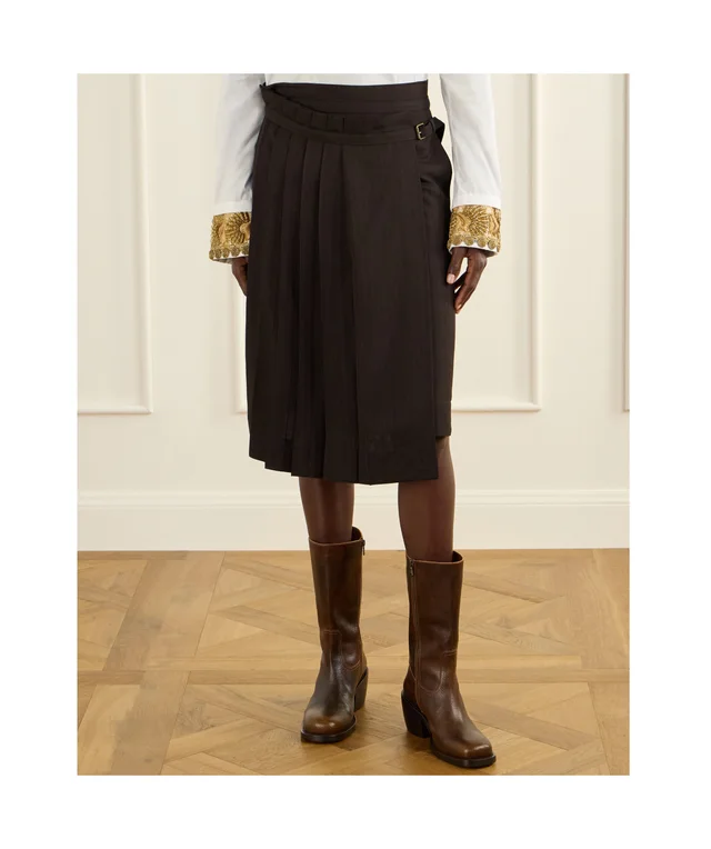 Dries Van Noten pleated viscose skirt, photo 2 of 6 from SENSER