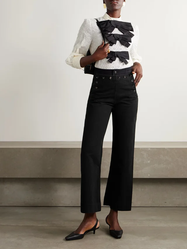 BODE Button-embellished high-rise straight-leg jeans in Black, photo 2 of 2 from NET-A-PORTER (Canada)