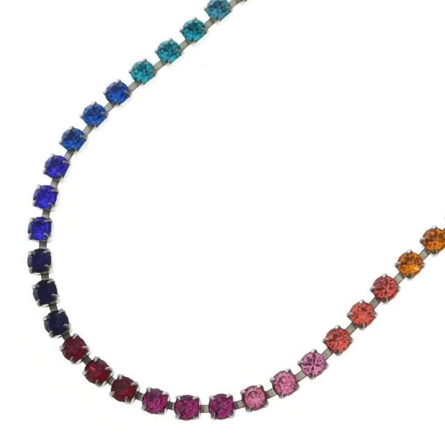 Dior Colored Stone Necklace Rainbow Rhinestone Silver in Silver from The Reluxe