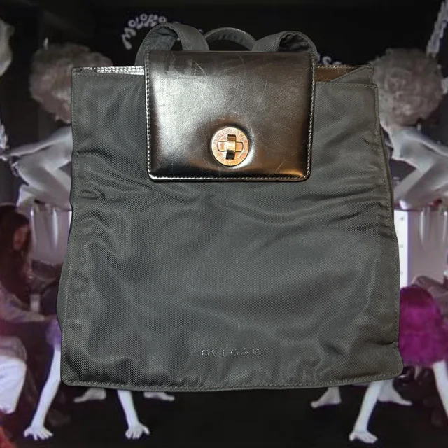 Bvlgari Women's Backpacks - Black in black Nylon from Depop, photo 1 of 1