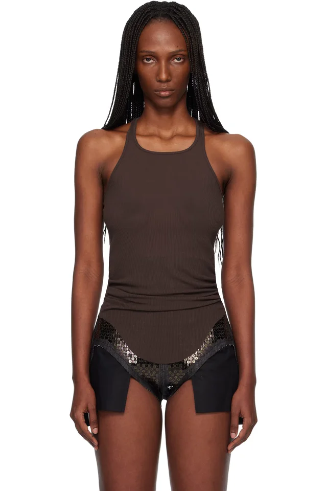 Rick Owens Brown Temple Basic Rib Tank Top, image 1 of 1 from SSENSE