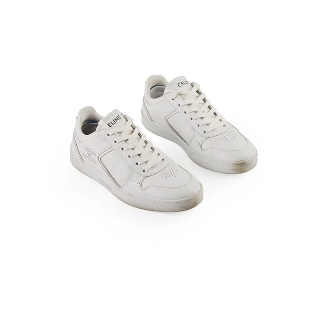 Celine CT-10 Trainer Low Lace-Up Sneakers White Size 37 in White Leather from The Purse Affair