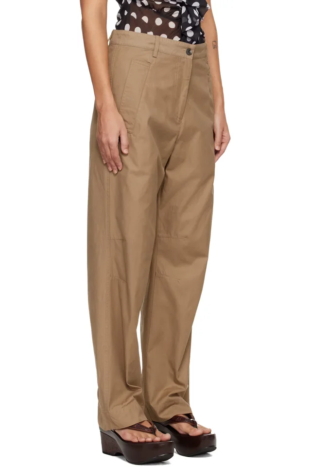 Dries Van Noten Brown Loose Fit Workwear Trousers, photo 2 of 4 from SSENSE