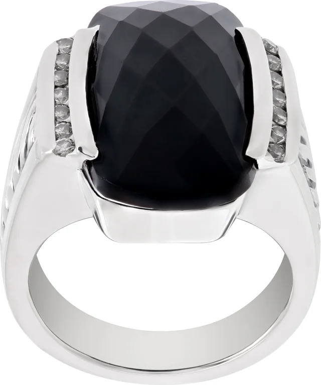 David Yurman Black Onyx Ring With Diamond Accents from Gray And Sons