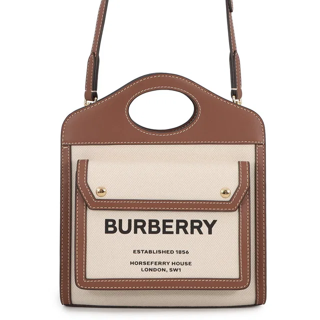 Burberry Pocket Bag 2WAY Bag Natural/Brown8031746 Canvas Leather Size Mini in Beige Canvas from GALLERY RARE