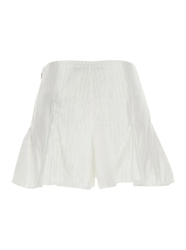 ROTATE White Flowing Striped Shorts in Viscose and Cotton for Women in White 56% Viscose 44% Cotton, photo 4 of 6 from Gaudenzi Boutique