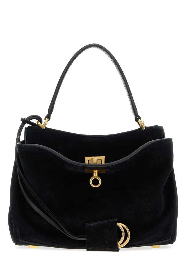 Balenciaga Handle Top Bag — Black in Black Suede from HEWI