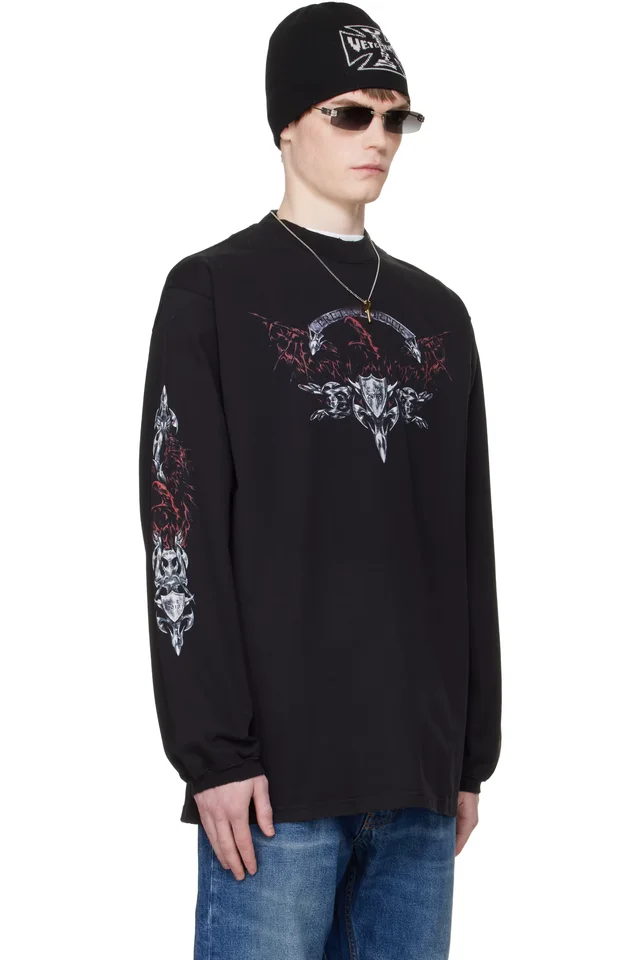 VETEMENTS Black Metal Longsleeve T-shirt, photo 2 of 4 from SSENSE