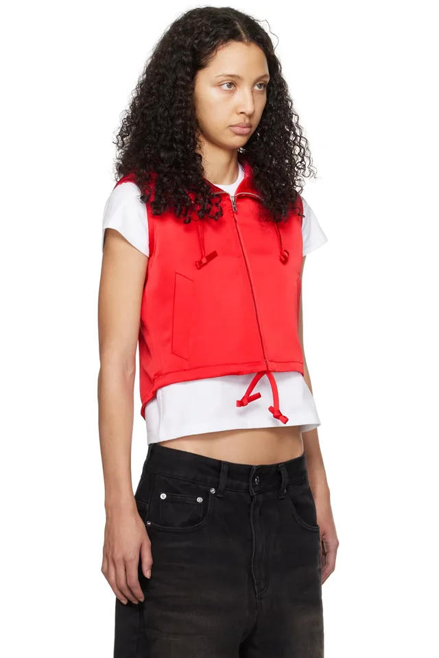We11done Red Hooded Vest, photo 2 of 2 from SSENSE