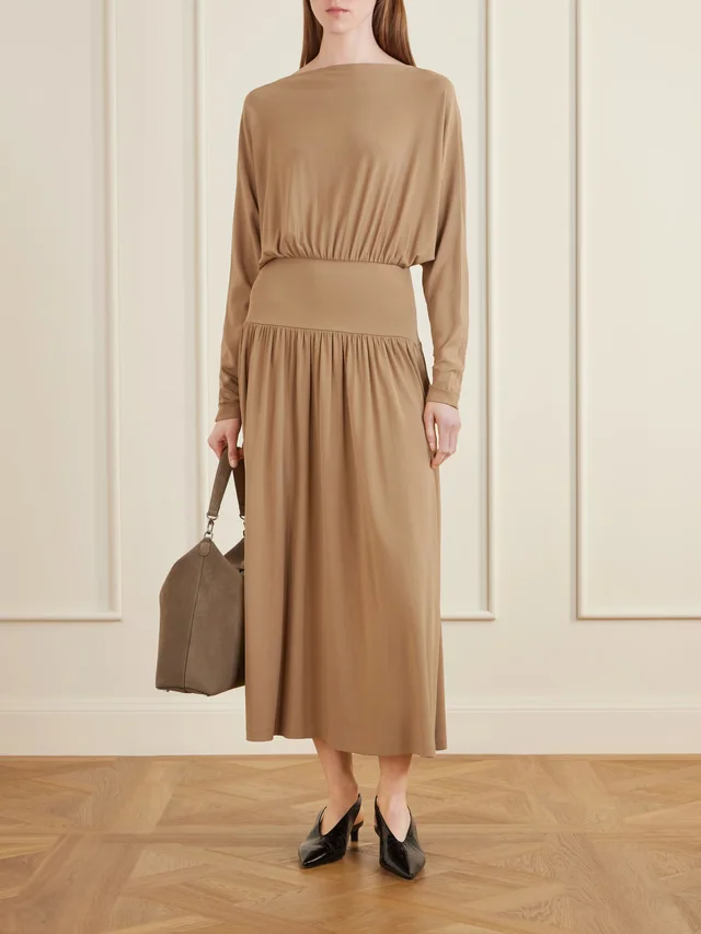 TOTEME Boatneck jersey maxi dress in beige 96% Viscose 4% Elastane, photo 2 of 4 from NET-A-PORTER (Canada)