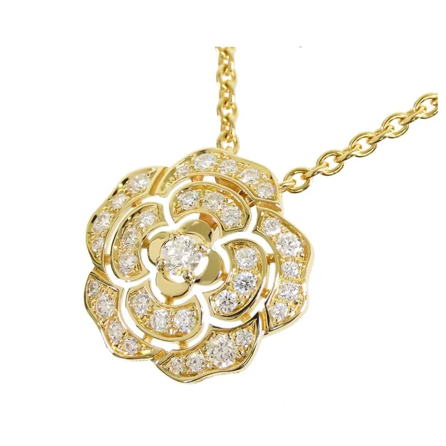 Chanel Camellia Pendant Yellow Gold 18K Diamond Necklace in Yellow from The Reluxe
