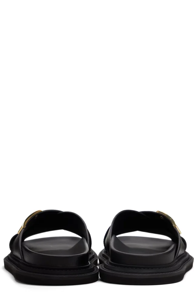 Moschino Black Logo Plaque Sandals, photo 2 of 2 from SSENSE
