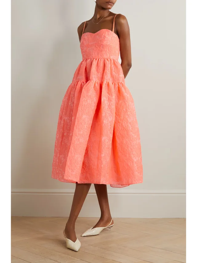 ERDEM Abelia tiered cloqué midi dress in Pink, photo 2 of 2 from NET-A-PORTER (Canada)