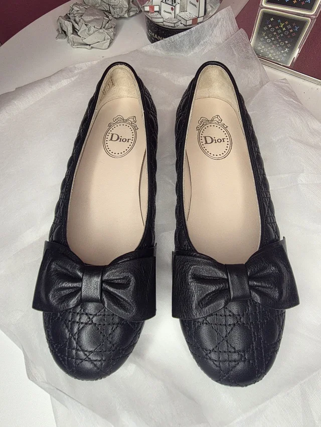 Dior Girls Quilted Leather Bow Ballet Flats! Size Us 2 in black Leather from Poshmark