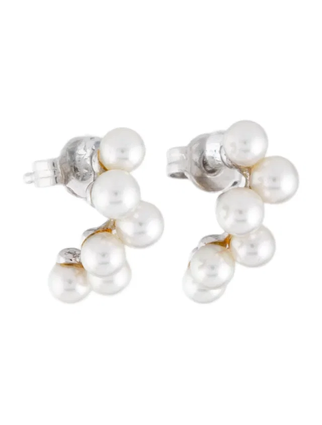 Mikimoto 18K Pearl Huggie Hoop Earrings in multicolor from The RealReal