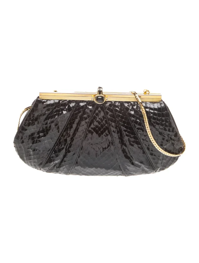 Judith Leiber Snakeskin Evening Bag in black Canvas from The RealReal, photo 1 of 1