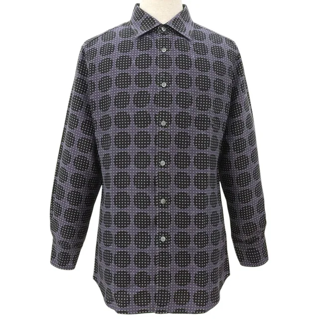 Louis Vuitton Geometric Pattern Long-Sleeve Shirt #42 Purple/Black in Black from VINTAGE QOO TOKYO
