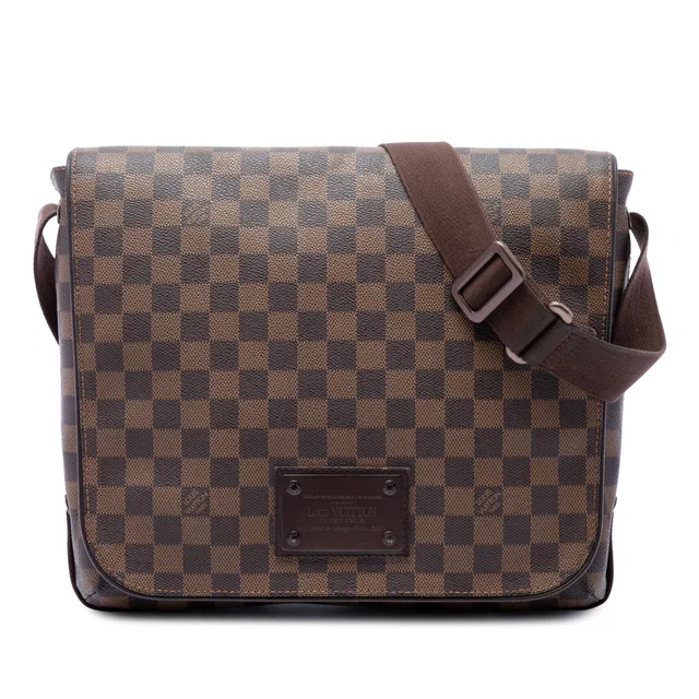 Brown Louis Vuitton Damier Ebene Brooklyn MM Crossbody Bag in Brown Canvas from Designer Revival