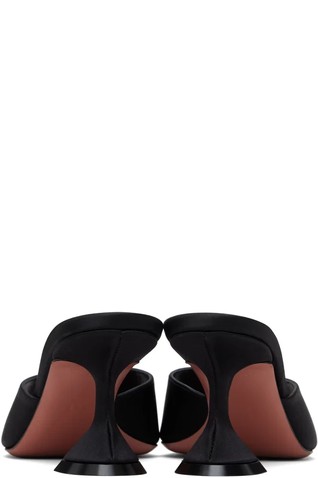 Amina Muaddi Black Lupita Slipper 70 Heeled Sandals, photo 2 of 5 from SSENSE