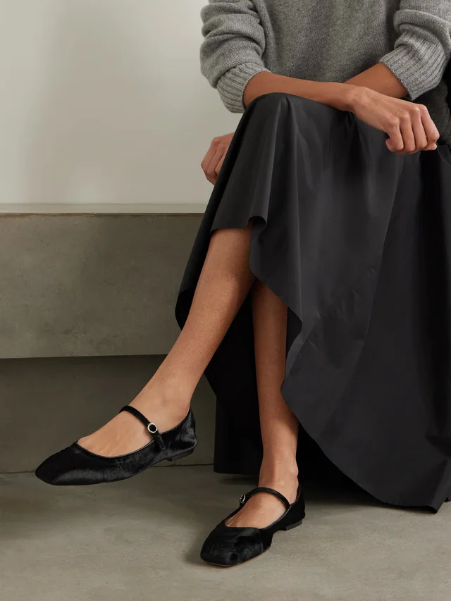 AEYDE Uma calf hair Mary Jane ballet flats in Black, photo 2 of 2 from NET-A-PORTER (Canada)