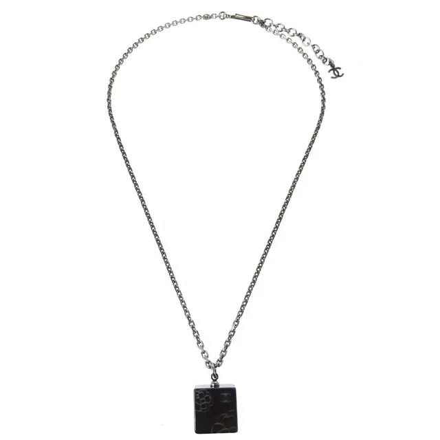 Chanel Square Cc Pendant Resin Black Plastic Jewelry in Black Resin from HEWI