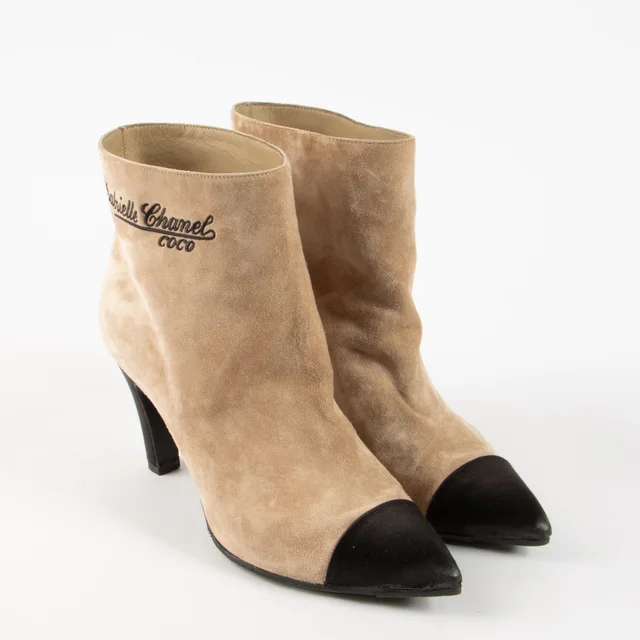 Chanel Taupe Suede Ankle Boots - size 38 in Taupe Suede from Labellov, photo 2 of 2
